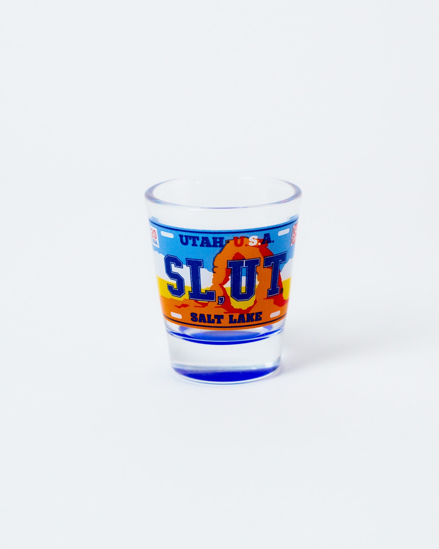 SL,UT Arch Plate Blue Shot Glass